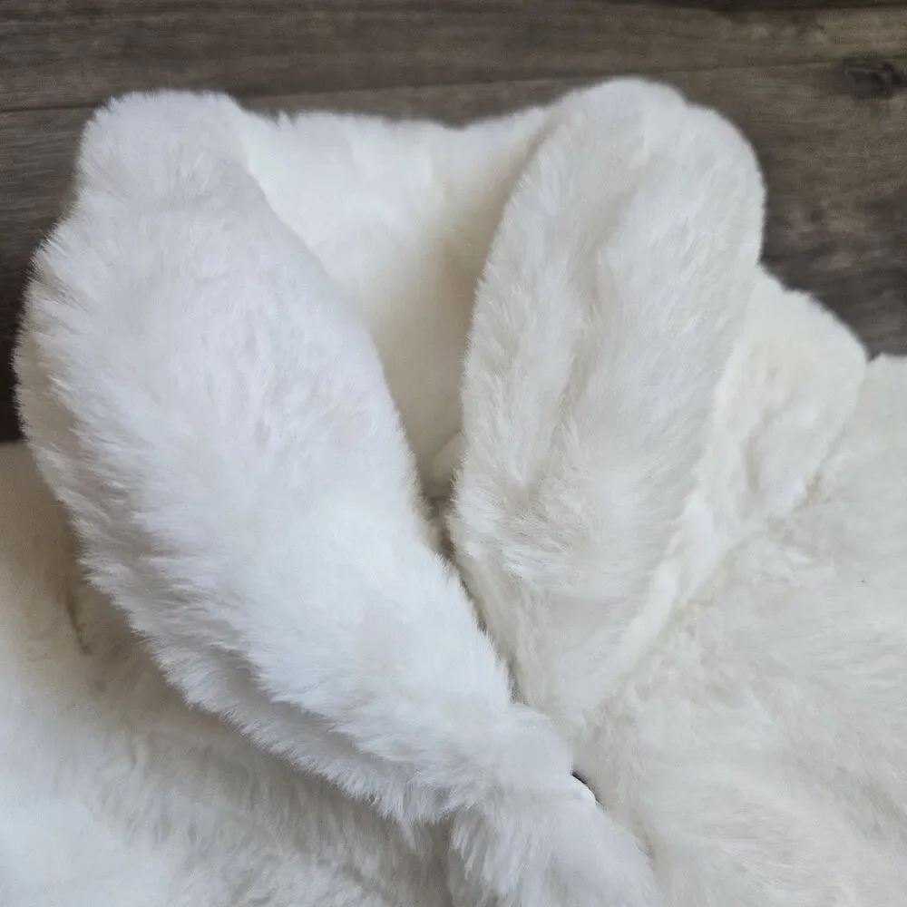 The Children's Place Girls 4T White Faux Fur Coat Jacket Winter Formal Holiday